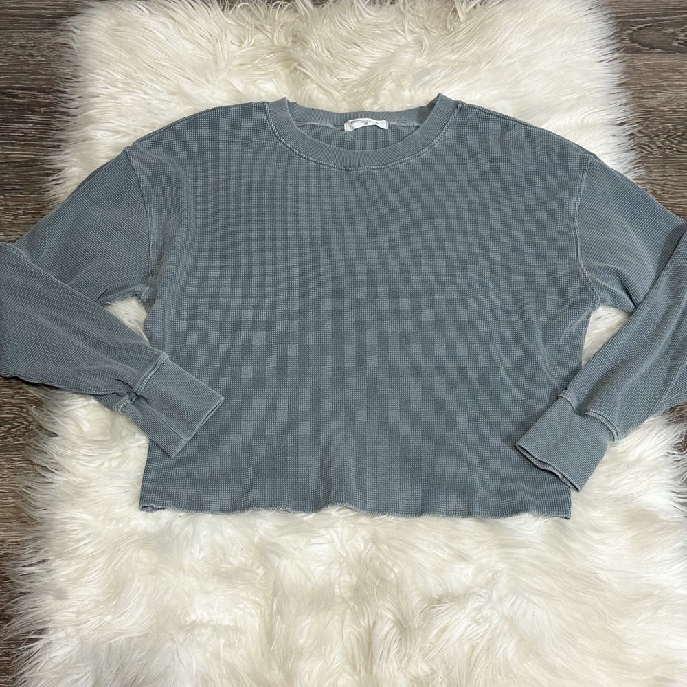 PercfectWhiteTee Womens Waffle Knit Top Boxy Size XS Casual‎